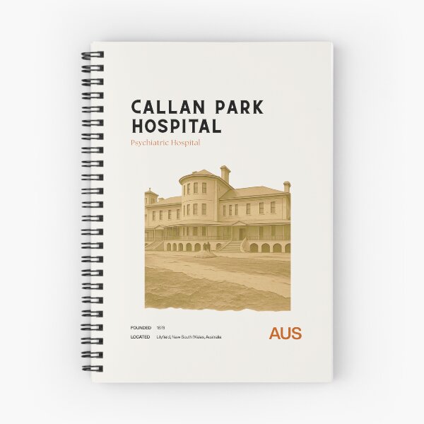 Item preview, Callan Park Hospital for the Insane Midcentury Modern Travel Poster designed and sold by GhostlyWorld.