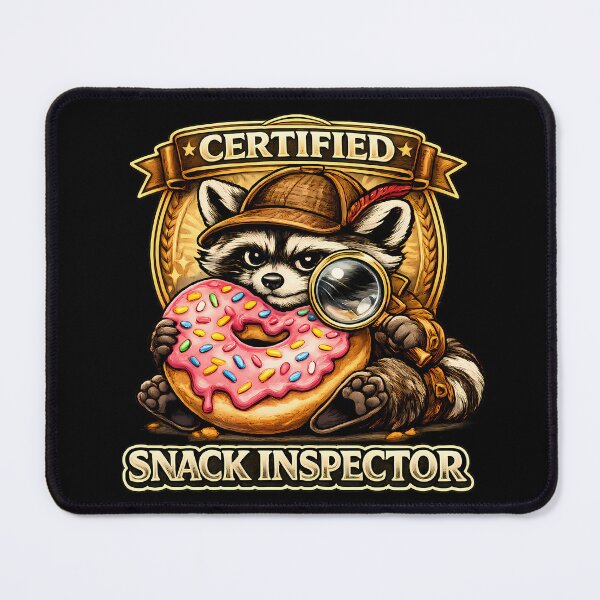 Item preview, Certified Snack Inspector Funny Raccoon Donut Lover Vintage Graphic T-Shirt designed and sold by clockedoutwearshop.