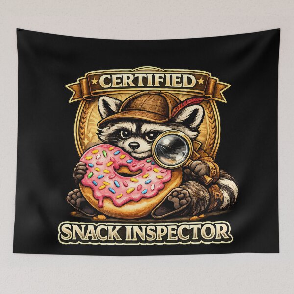 Item preview, Certified Snack Inspector Funny Raccoon Donut Lover Vintage Graphic T-Shirt designed and sold by clockedoutwearshop.