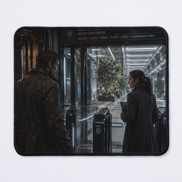 Item preview, Sci-Fi Security Checkpoint | Dystopian Space Station Glass Corridor Art designed and sold by Element Horizon Studio.