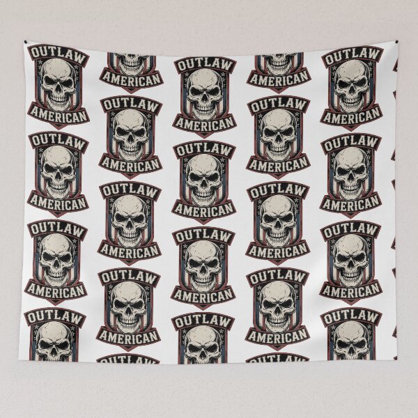 Item preview, Outlaw American Vintage Skull Shield Emblem designed and sold by samadchabot.