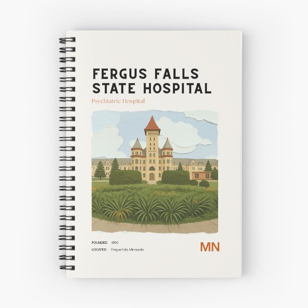 Item preview, Fergus Falls State Hospital Midcentury Modern Travel Poster designed and sold by GhostlyWorld.