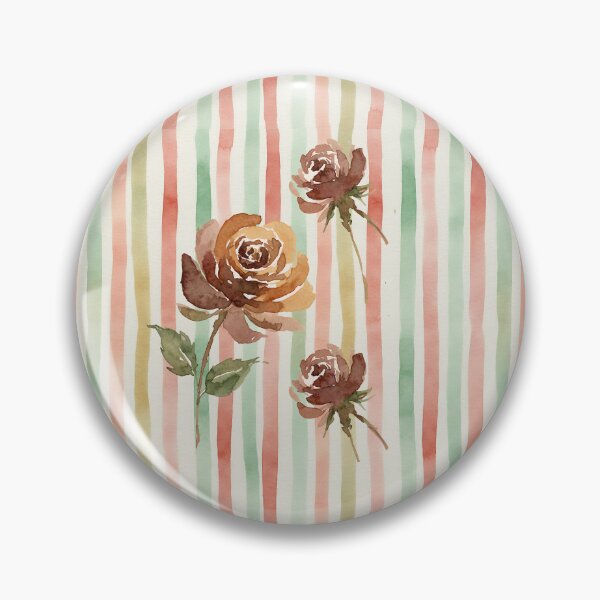 Item preview, Rustic Autumn Roses Watercolor Stripes designed and sold by wissal.studio.