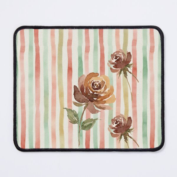 Item preview, Rustic Autumn Roses Watercolor Stripes designed and sold by wissal.studio.