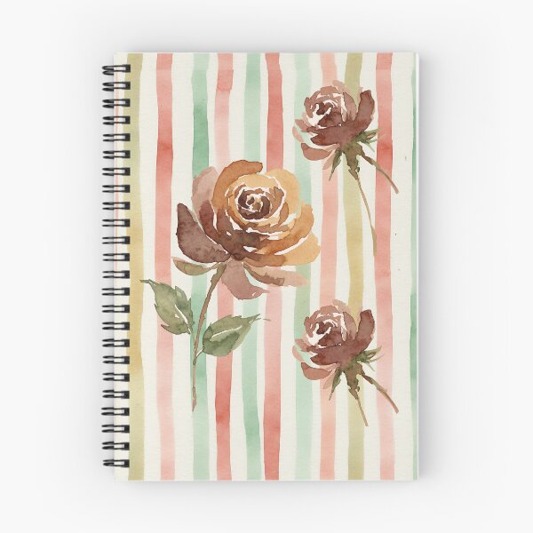 Item preview, Rustic Autumn Roses Watercolor Stripes designed and sold by wissal.studio.