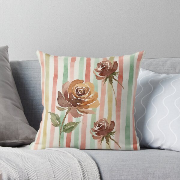 Item preview, Rustic Autumn Roses Watercolor Stripes designed and sold by wissal.studio.