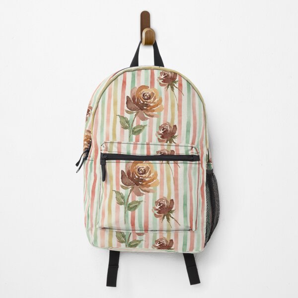 Item preview, Rustic Autumn Roses Watercolor Stripes designed and sold by wissal.studio.