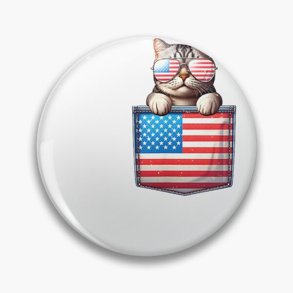 Item preview, Cat American Flag Pocket 4th Of July Patriotic Kitten Lover T-Shirt designed and sold by RKdrawings.