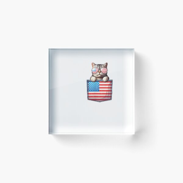 Item preview, Cat American Flag Pocket 4th Of July Patriotic Kitten Lover T-Shirt designed and sold by RKdrawings.