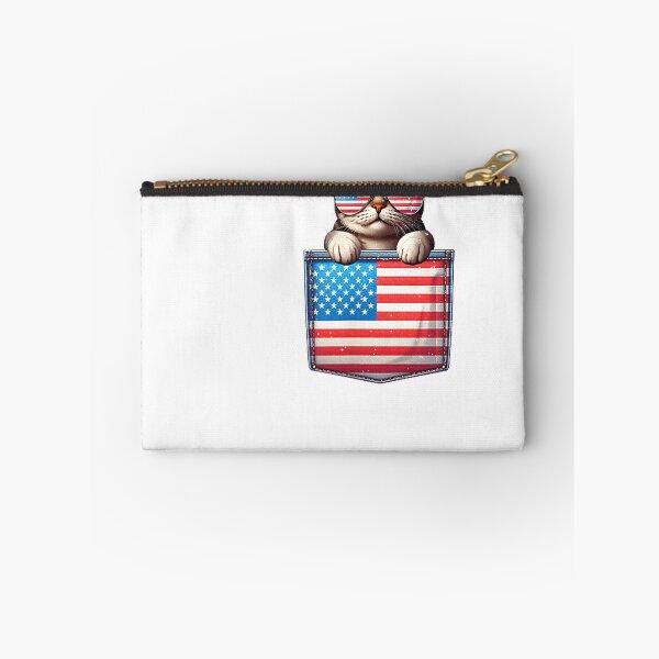 Item preview, Cat American Flag Pocket 4th Of July Patriotic Kitten Lover T-Shirt designed and sold by RKdrawings.