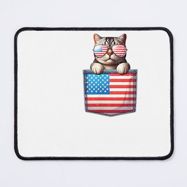 Item preview, Cat American Flag Pocket 4th Of July Patriotic Kitten Lover T-Shirt designed and sold by RKdrawings.