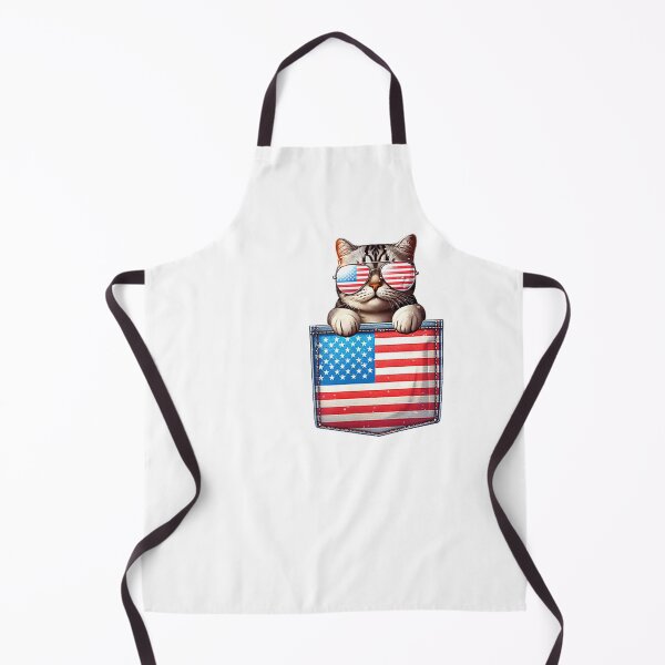 Item preview, Cat American Flag Pocket 4th Of July Patriotic Kitten Lover T-Shirt designed and sold by RKdrawings.