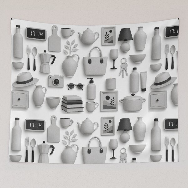 Item preview, Everyday Essentials Collection T-Shirt Design | Modern Lifestyle Objects Illustration designed and sold by Hookesmode.