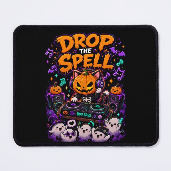 Item preview, Drop the Spell Halloween Shirt — Funny DJ Pumpkin Cat Boo Bass Ghost Halloween Party Music Lover Spooky Season Tee designed and sold by MaynyStudio.