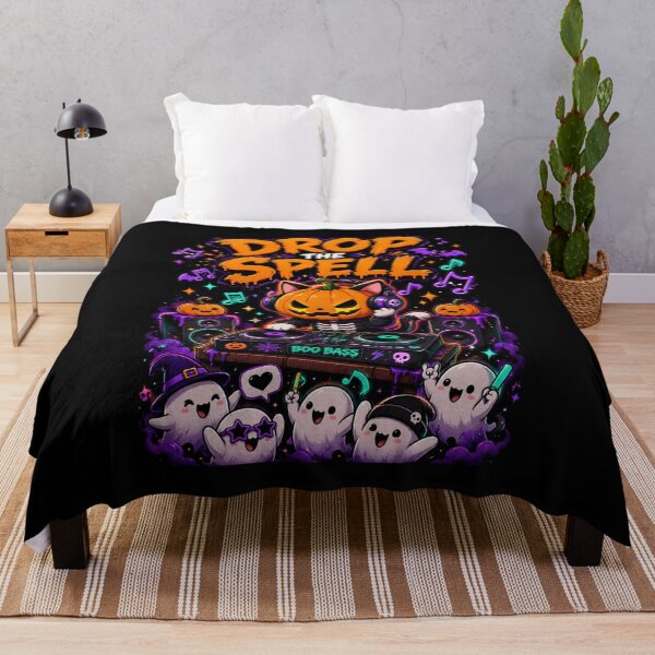 Item preview, Drop the Spell Halloween Shirt — Funny DJ Pumpkin Cat Boo Bass Ghost Halloween Party Music Lover Spooky Season Tee designed and sold by MaynyStudio.