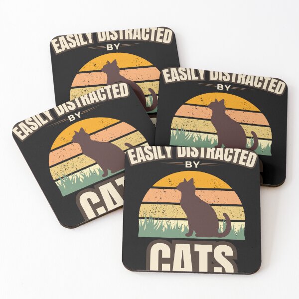 Item preview, Easily Distracted By Cats Funny Retro Vintage Cat Lover T-Shirt designed and sold by Uvclick.