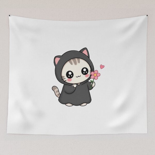 Item preview, Cat with Pink Flower designed and sold by Icareis-Studios.