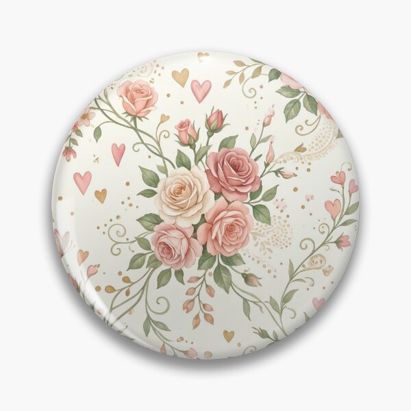 Item preview, Romantic Vintage Floral Pattern - Pink Roses with Hearts & Butterflies - Shabby Chic Seamless Design designed and sold by ART BOND.