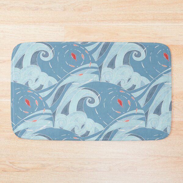 Item preview, Japanese Ocean Waves and Red Fish Pattern designed and sold by LafinaArt.