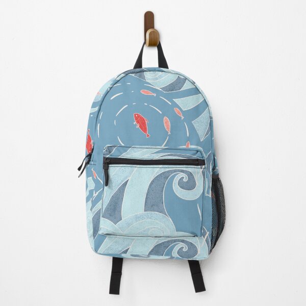 Item preview, Japanese Ocean Waves and Red Fish Pattern designed and sold by LafinaArt.