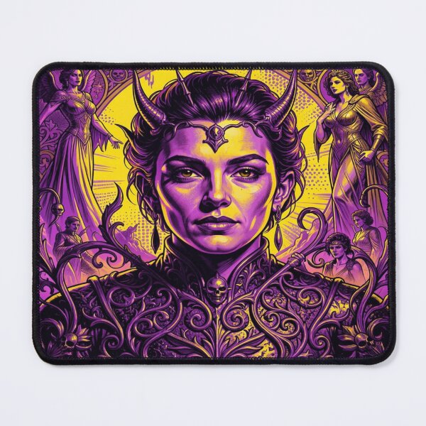 Item preview, Majestic fantasy figure in Warhol Pop Art style with horns, vibrant colors and a mystical aura designed and sold by FotoworldEdel.