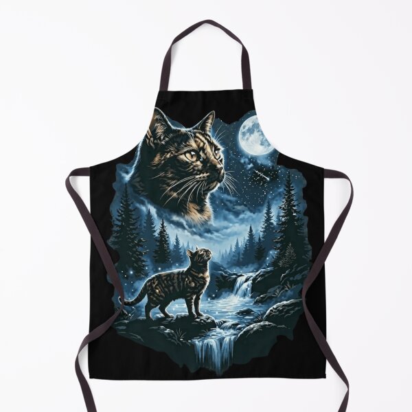 Item preview, Mystic Forest Cat Under Full Moon Night Waterfall Sky designed and sold by haitrieuic96.