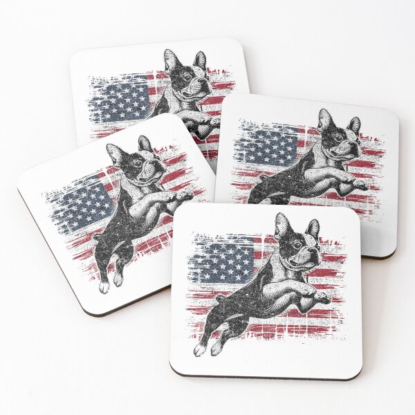 Item preview, Boston Terrier Dog American Flag 4th of July Patriotic Puppy T-Shirt designed and sold by Othinus.