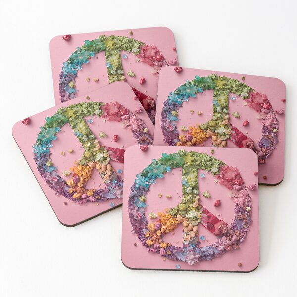 Item preview, Pink Boho Peace Sign - 3D Botanical Floral Collage & Maximalist Art designed and sold by Melian Vintage.