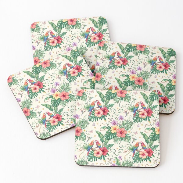 Item preview, Tropical Parrot & Hibiscus Seamless Pattern - Exotic Jungle Floral Design with Macaws & Leaves designed and sold by ART BOND.