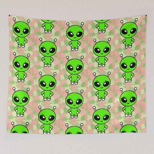 Item preview, Kawaii Chibi Green Alien with Big Eyes and Antennae designed and sold by AstronautMerch.