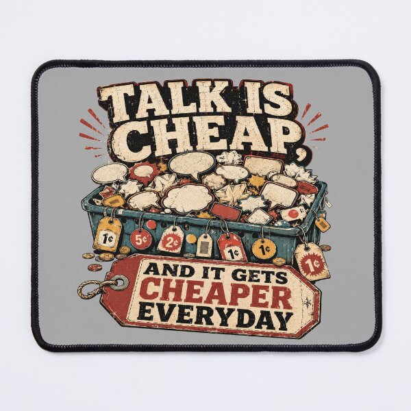 Item preview, Talk Is Cheap Discount Bin Sarcastic designed and sold by POD DYNASTY.