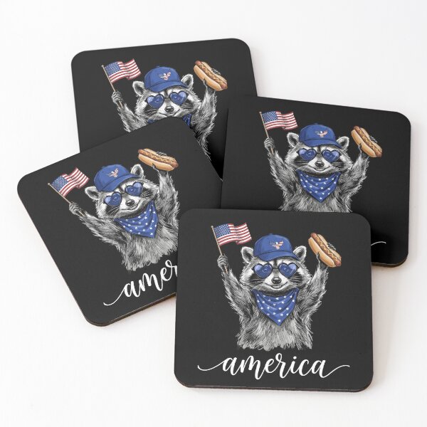 Item preview, America Patriotic Raccoon Flag Hot Dog USA designed and sold by SofenArt.
