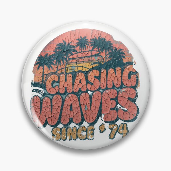 Item preview, Chasing Waves Since 74 - Distressed Retro Surf Sunset & Camper Van designed and sold by Melian Vintage.