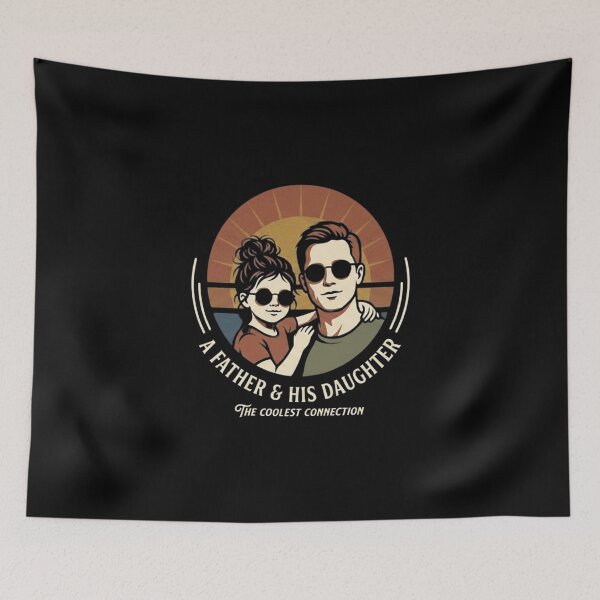 Item preview, Father and Daughter Coolest Connection Retro Sunset designed and sold by SK PrintOmand.
