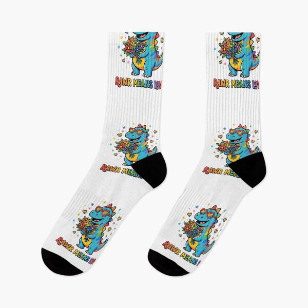 Item preview, Rainbow Dinosaur With Flowers And Rawr Means Love Cute designed and sold by longngusuc.