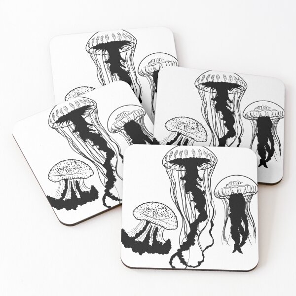Item preview, jellyfishes designed and sold by Kama black&white.