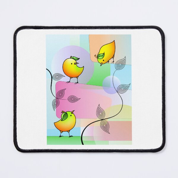 Item preview, Mango Bird Trio with Blocks and Leaves designed and sold by fishbirdstudios.