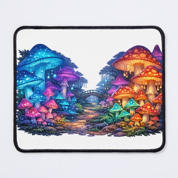 Item preview, Magical bioluminescent mushroom forest with secret path and bridge designed and sold by ARIN2550.