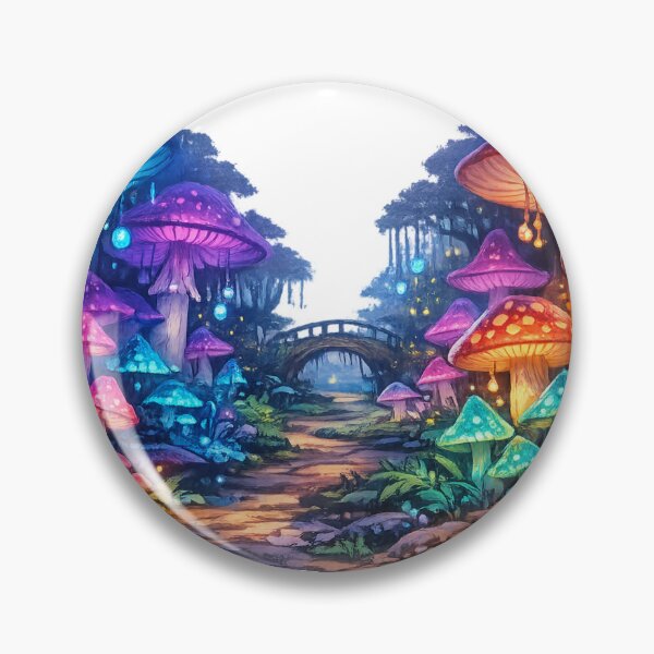 Item preview, Magical bioluminescent mushroom forest with secret path and bridge designed and sold by ARIN2550.