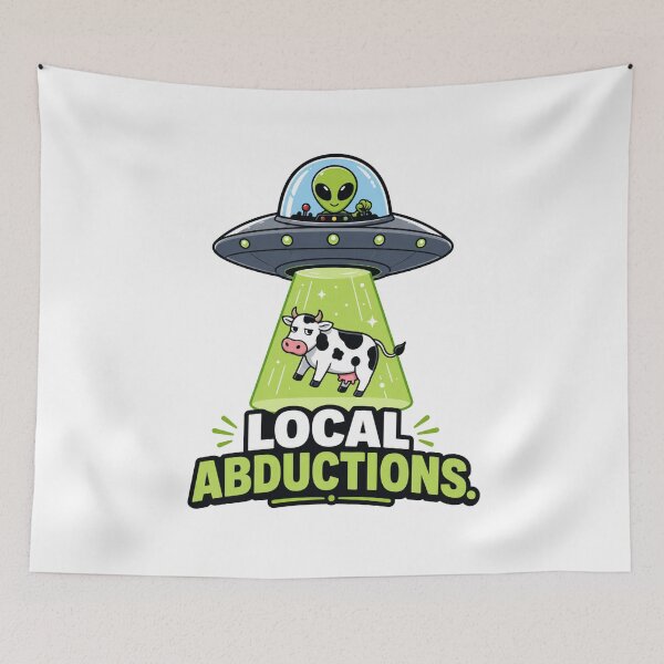 Item preview, Local Abductions - Funny Alien & Cow UFO Tractor Beam designed and sold by MAF_Merch.