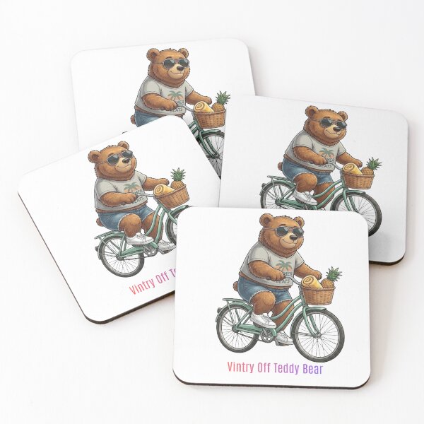 Item preview, Vintage Teddy Bear Riding Bicycle Summer Holiday designed and sold by VintryOff.
