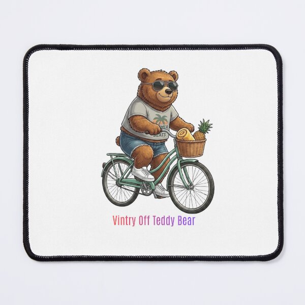 Item preview, Vintage Teddy Bear Riding Bicycle Summer Holiday designed and sold by VintryOff.