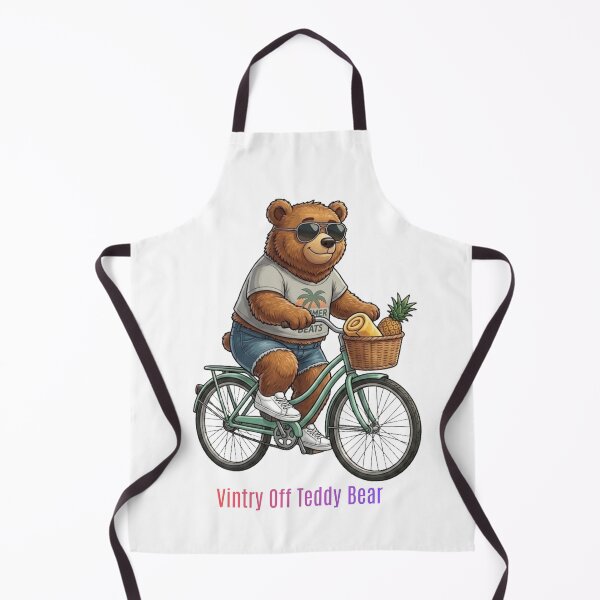 Item preview, Vintage Teddy Bear Riding Bicycle Summer Holiday designed and sold by VintryOff.