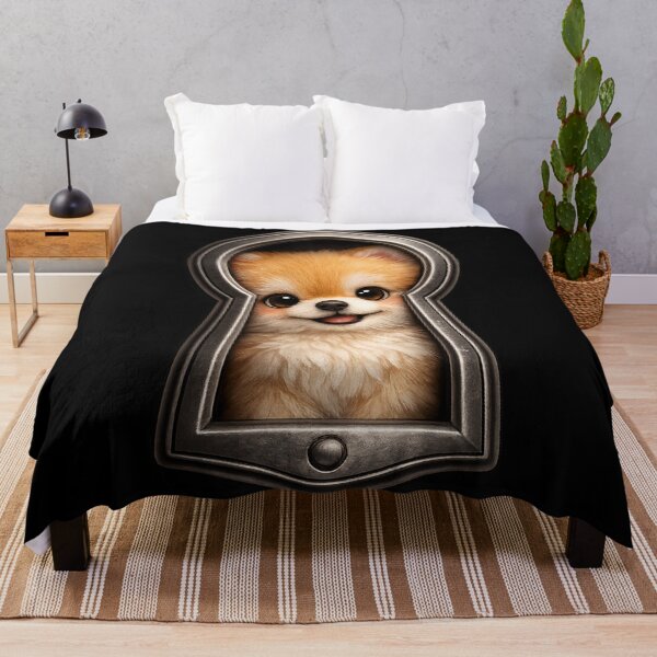 Item preview, Cute Pomeranian Peeking Through Keyhole – Curious Fluffy Dog Art | Pomeranian Lover Gift designed and sold by irfanshikh.