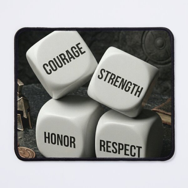 Item preview, Courage Strength Honor Respect Dice Spartan Warrior Motivational Quote designed and sold by RAMHEARTS.