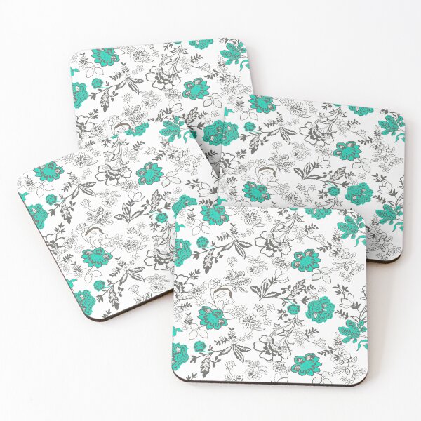 Item preview, Vintage Teal and Gray Floral Pattern - Elegant Mint Botanical Print designed and sold by abdallatigle.