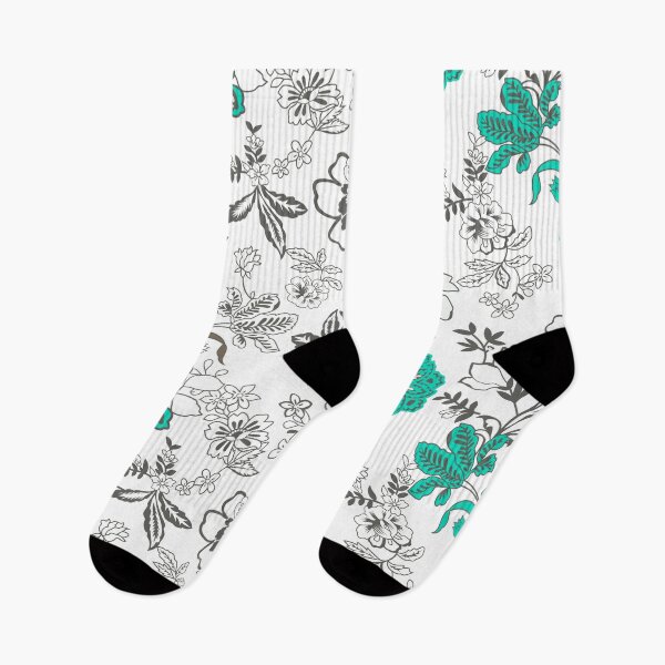 Item preview, Vintage Teal and Gray Floral Pattern - Elegant Mint Botanical Print designed and sold by abdallatigle.