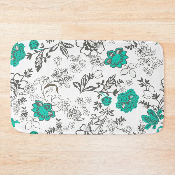 Item preview, Vintage Teal and Gray Floral Pattern - Elegant Mint Botanical Print designed and sold by abdallatigle.