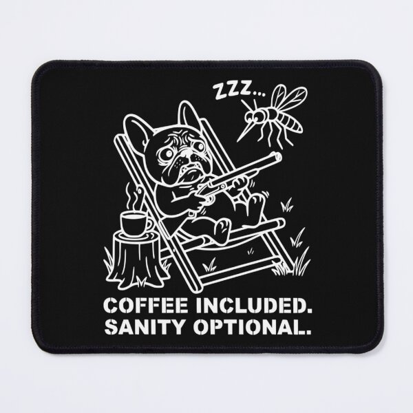 Item preview, Coffee Included Sanity Optional Funny Frenchie Dog T-Shirt designed and sold by The Bold Line Studio.