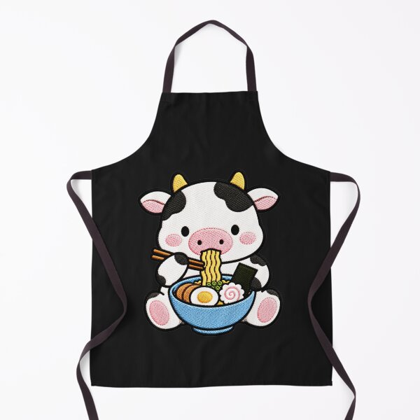 Artikelvorschau, Kuh-Ramen-Stickaufnäher | Niedlicher Kawaii-Kuh-Nudelliebhaber entworfen und verkauft von ColorSplash123.